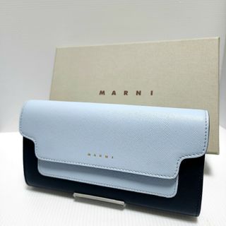 MARUNI マルニ 長財布 レザー ブルー ネイビー バイカラー ウォレット