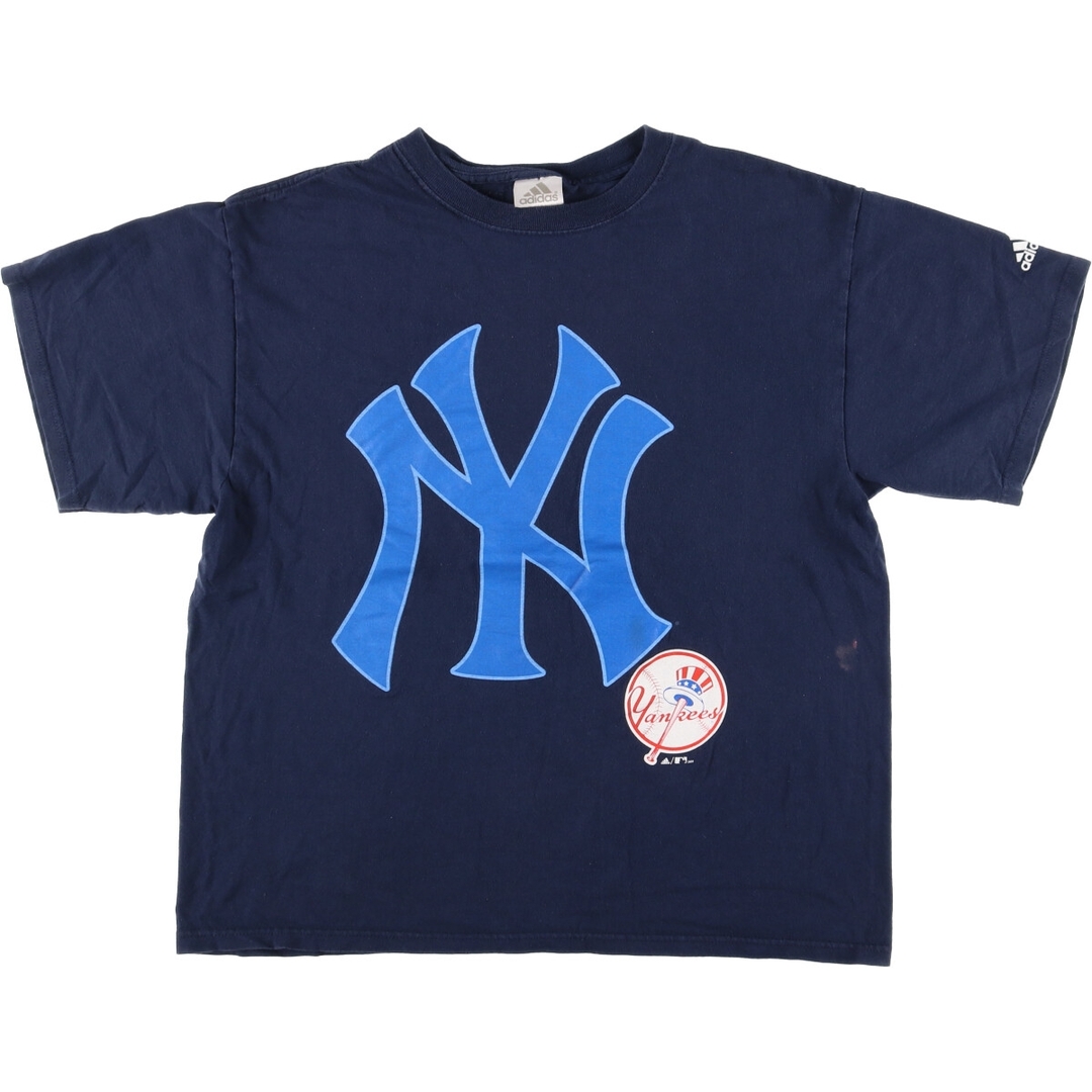 adidas(アディダス)の古着 00年代 アディダス adidas MLB NEW YORK YANKEES ニューヨークヤンキース ロゴTシャツ メンズL /eaa441617 メンズのトップス(Tシャツ/カットソー(半袖/袖なし))の商品写真