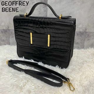 【美品】GEOFOREY BEENE クロコ 型押し ショルダー 本革　レザー(ショルダーバッグ)