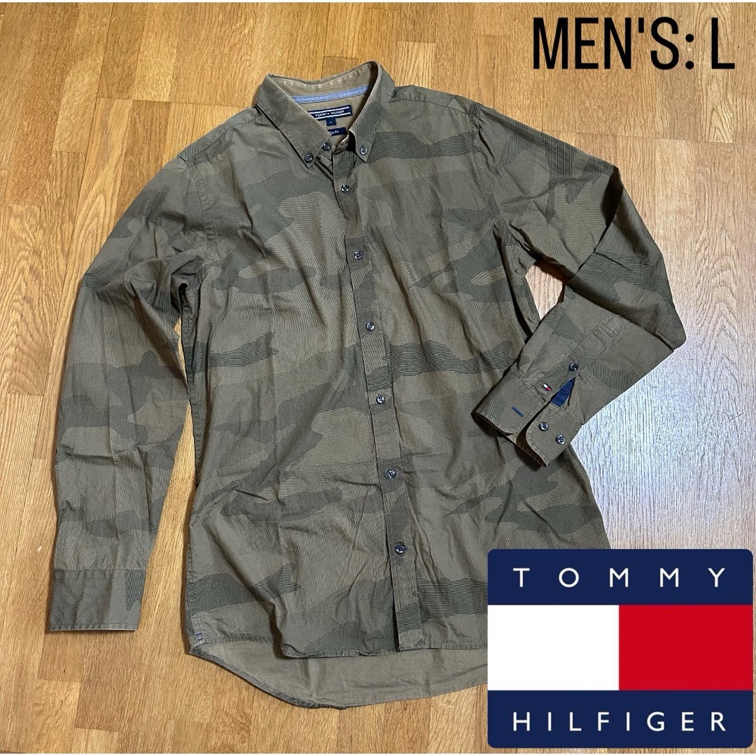 TOMMY HILFIGER(トミーヒルフィガー)の＊美品【トミーヒルフィガー】メンズ 長袖 迷彩 カモフラ カジュアル シャツ L メンズのトップス(シャツ)の商品写真