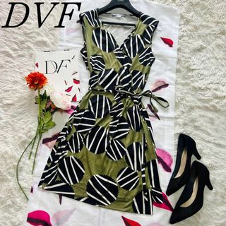 ダイアンフォンファステンバーグ(DIANE von FURSTENBERG)の【美品】DIANEvonFURSTENBERG ラップワンピース グリーン 6(ひざ丈ワンピース)