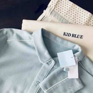 【タグ付新品】KID BLUE  ネル 無地 長袖 ナイティ ワンピースパジャマ