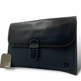 ダンヒル(Dunhill)の美品 dunhill ダンヒル セカンドバッグ クラッチバッグ フラップ 黒(セカンドバッグ/クラッチバッグ)