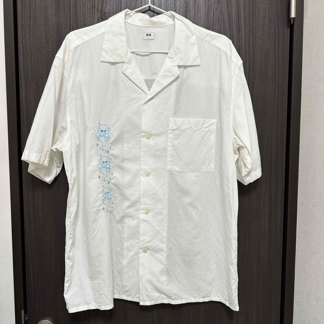 UNIQLO(ユニクロ)の葵産業　オープンカラーシャツ　半袖　ホワイト メンズのトップス(Tシャツ/カットソー(半袖/袖なし))の商品写真