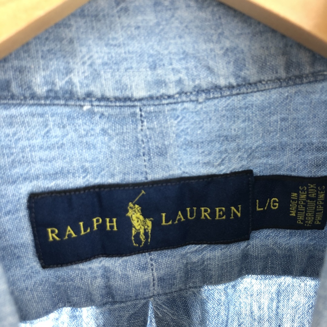 Ralph Lauren(ラルフローレン)の古着 ラルフローレン Ralph Lauren 半袖 ボタンダウンシャンブレー シャツ メンズL /eaa445186 メンズのトップス(シャツ)の商品写真