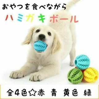 おやつ ボール ハミガキ わんちゃん 歯磨き 犬 おもちゃ 赤 黄 青 緑(犬)