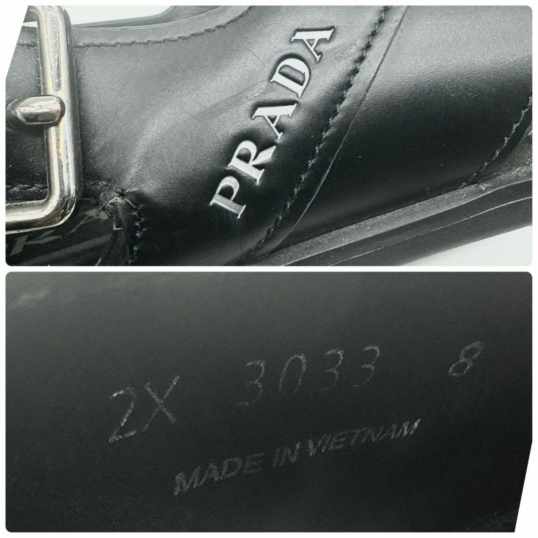 PRADA(プラダ)の【希少・美品✨】PRADA プラダ ロゴ クロス サンダル レザー 黒 メンズの靴/シューズ(サンダル)の商品写真