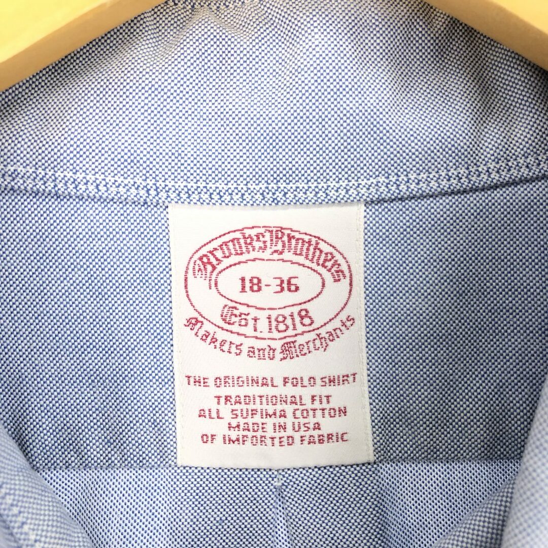 Brooks Brothers(ブルックスブラザース)の古着 ブルックスブラザーズ Brooks Brothers Est.1818 長袖 ボタンダウンシャツ USA製 メンズXL /eaa441115 メンズのトップス(シャツ)の商品写真