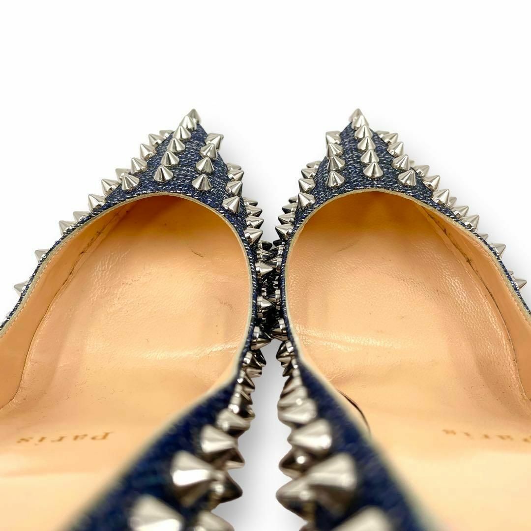 Christian Louboutin(クリスチャンルブタン)の良品 Christian Louboutin ヒール スタッズ デニム 35.5 レディースの靴/シューズ(ハイヒール/パンプス)の商品写真