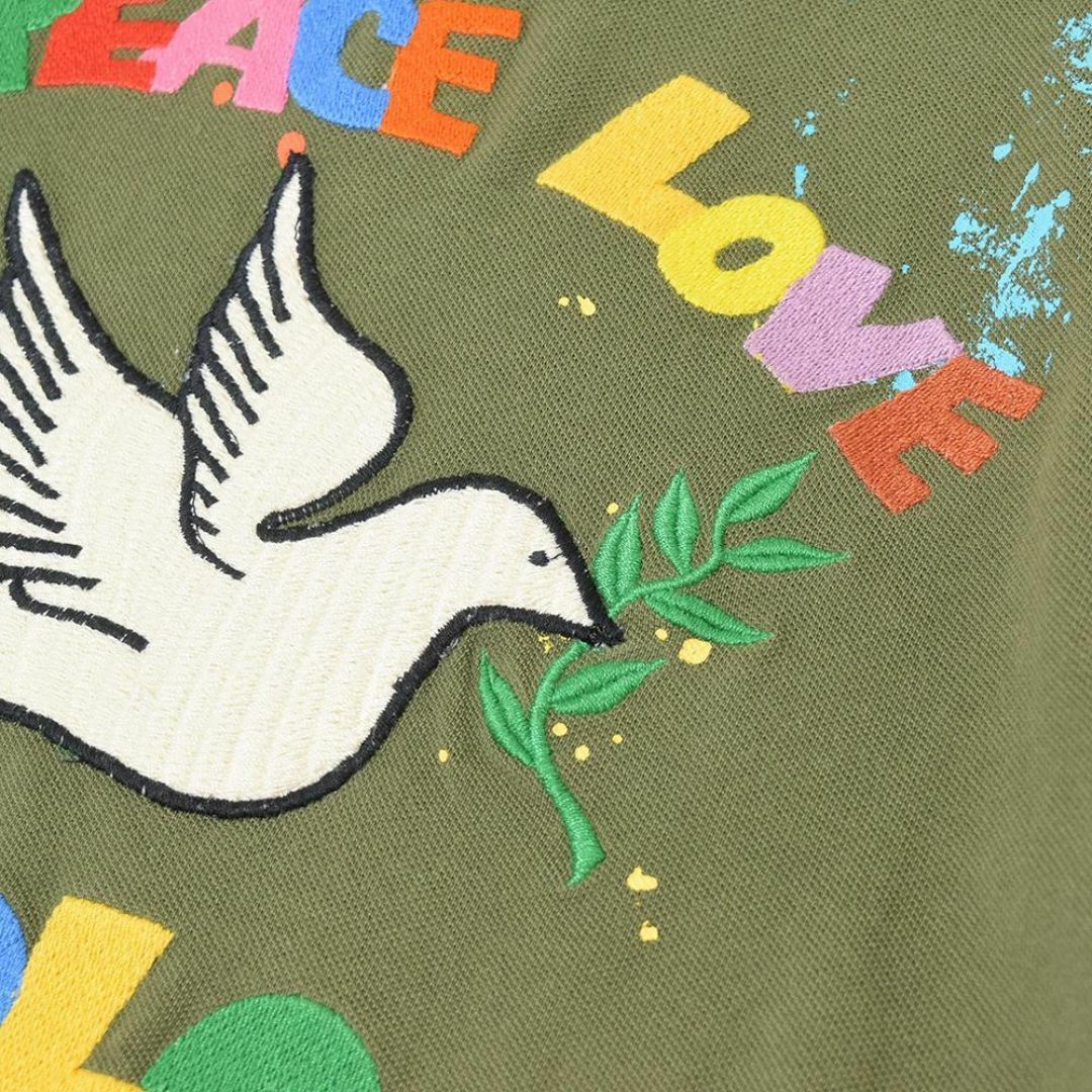 POLO RALPH LAUREN(ポロラルフローレン)の現行 ラルフローレン PEACE LOVE POLO 刺繍 ヒッピーポロシャツ レディースのトップス(ポロシャツ)の商品写真