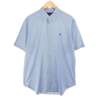 ラルフローレン(Ralph Lauren)の古着 ラルフローレン Ralph Lauren CLASSIC FIT シアサッカー 半袖 ボタンダウン ストライプシャツ メンズXL /eaa441065(シャツ)