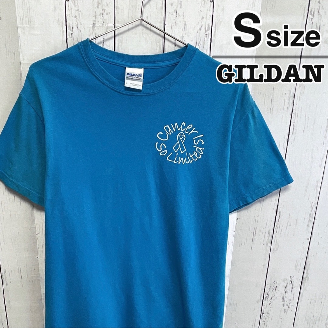 GILDAN(ギルタン)のUSA古着　GILDAN　Tシャツ　S　ライトブルー　水色　プリント　コットン メンズのトップス(Tシャツ/カットソー(半袖/袖なし))の商品写真