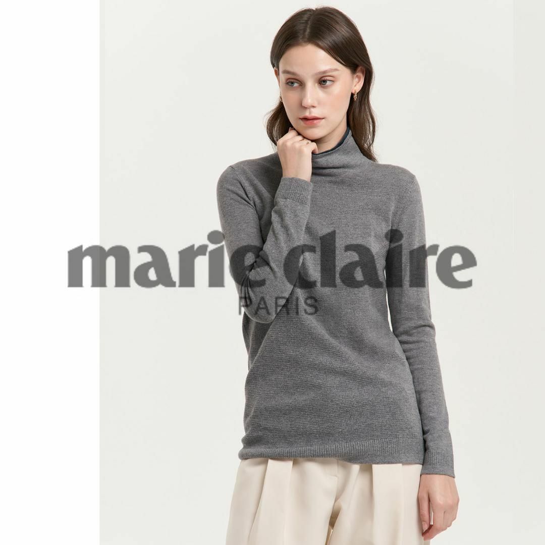 marie claire★マリクレール 薄手 ニット レディース グレー 韓国 レディースのトップス(Tシャツ(半袖/袖なし))の商品写真