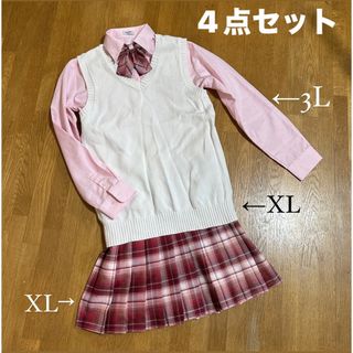 【コスプレ】女子高生 女子校生 JK スクール 制服 4点セット＊大きいサイズ＊(衣装一式)