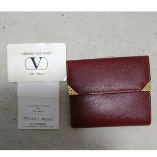 valentino garavani - ヴァレンティノ ガラヴァー二　三つ折り財布 ブラウン レザー VALENTINO