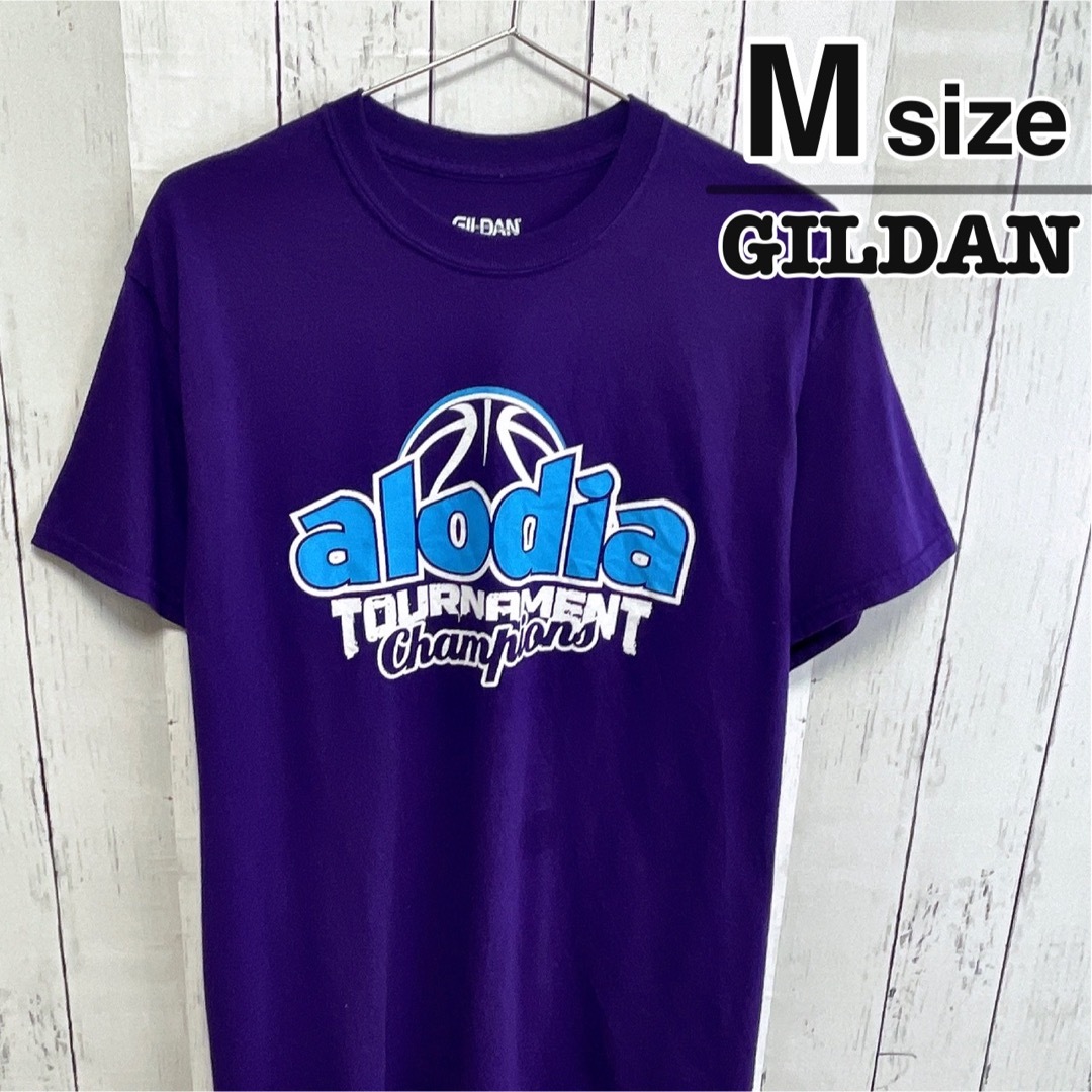 GILDAN(ギルタン)のUSA古着　GILDAN　Tシャツ　M　パープル　バスケットボール　プリント メンズのトップス(Tシャツ/カットソー(半袖/袖なし))の商品写真