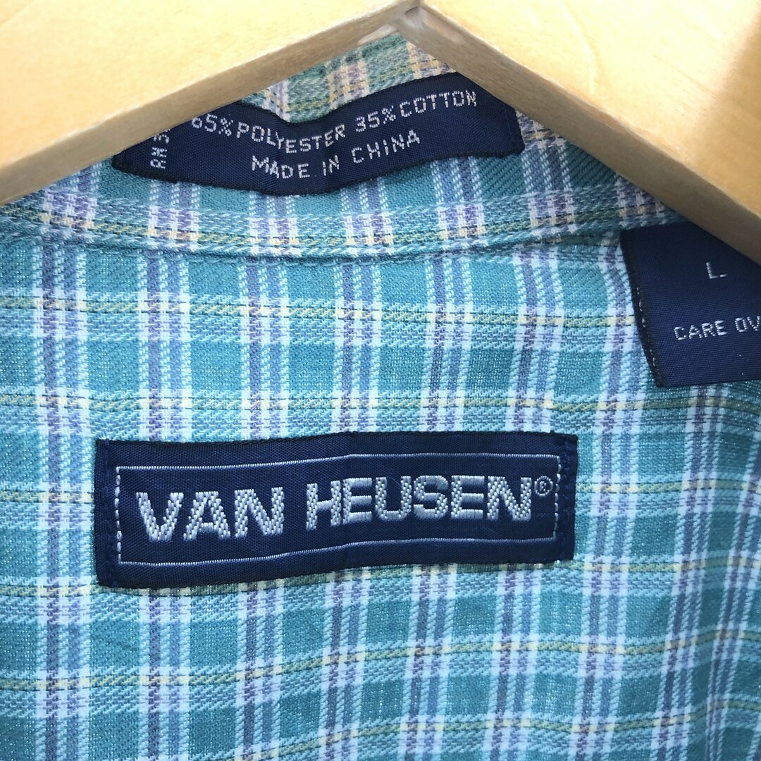 古着 VAN HEUSEN 半袖 ボタンダウン チェックシャツ メンズL /eaa441074 メンズのトップス(シャツ)の商品写真