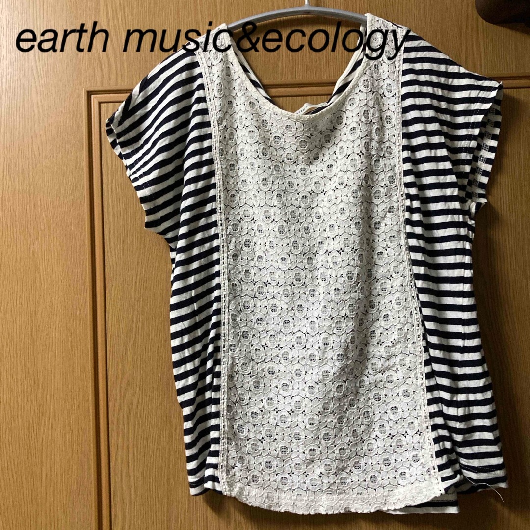 earth music & ecology(アースミュージックアンドエコロジー)のearth  レディース  トップス   夏服   ボーダー レディースのトップス(Tシャツ(半袖/袖なし))の商品写真