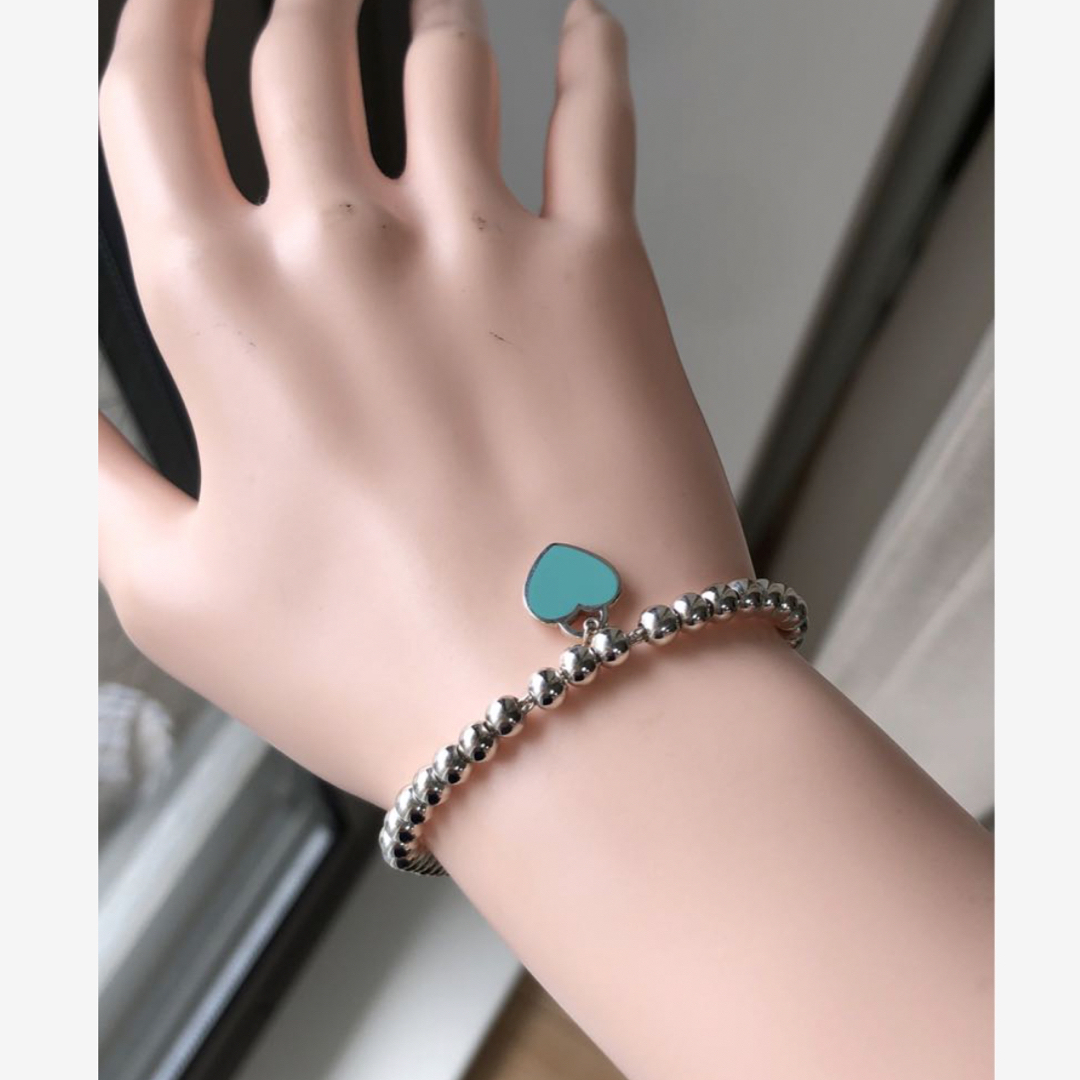 Tiffany & Co.(ティファニー)の美品　ティファニー ブルー ハート タグ ビーズ ブレスレット　SV925 レディースのアクセサリー(ブレスレット/バングル)の商品写真