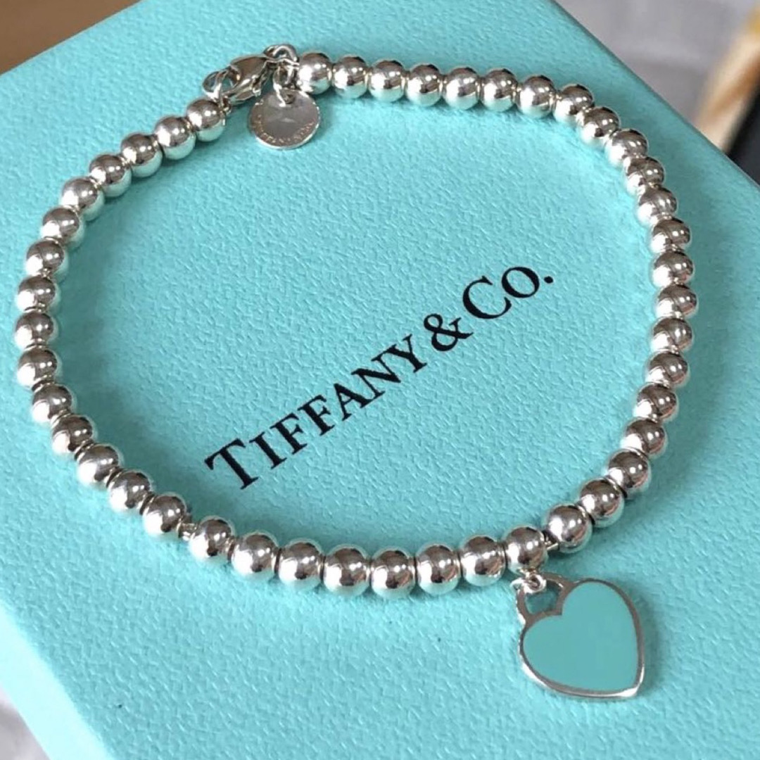 Tiffany & Co.(ティファニー)の美品　ティファニー ブルー ハート タグ ビーズ ブレスレット　SV925 レディースのアクセサリー(ブレスレット/バングル)の商品写真