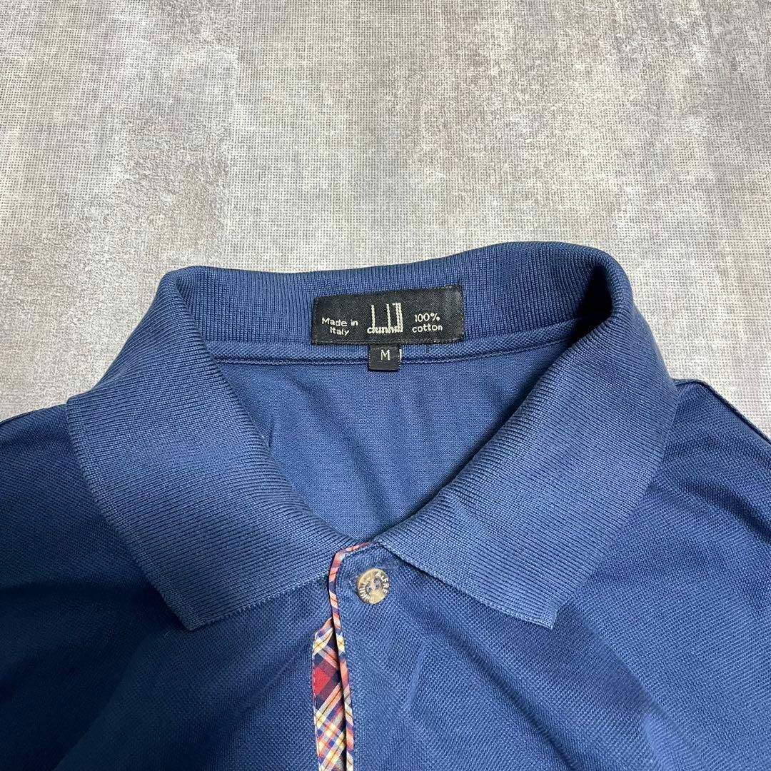 Dunhill(ダンヒル)の半袖ポロシャツ ダンヒル 刺繍ロゴ チェック M コットン 綿 メンズのトップス(ポロシャツ)の商品写真