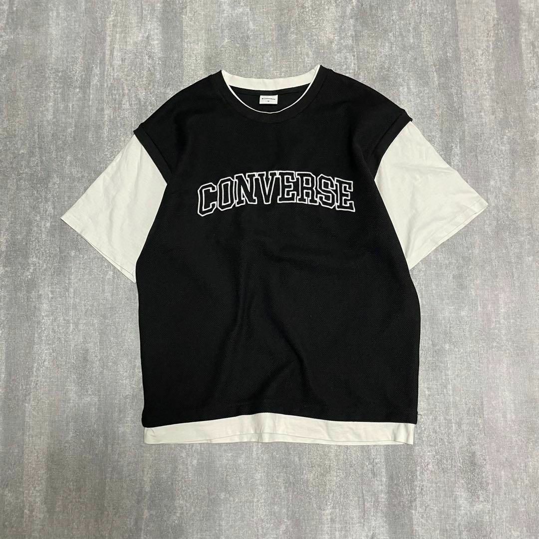 CONVERSE(コンバース)の半袖Tシャツ コンバース レイヤード 刺繍ロゴ コットン M メンズのトップス(Tシャツ/カットソー(半袖/袖なし))の商品写真