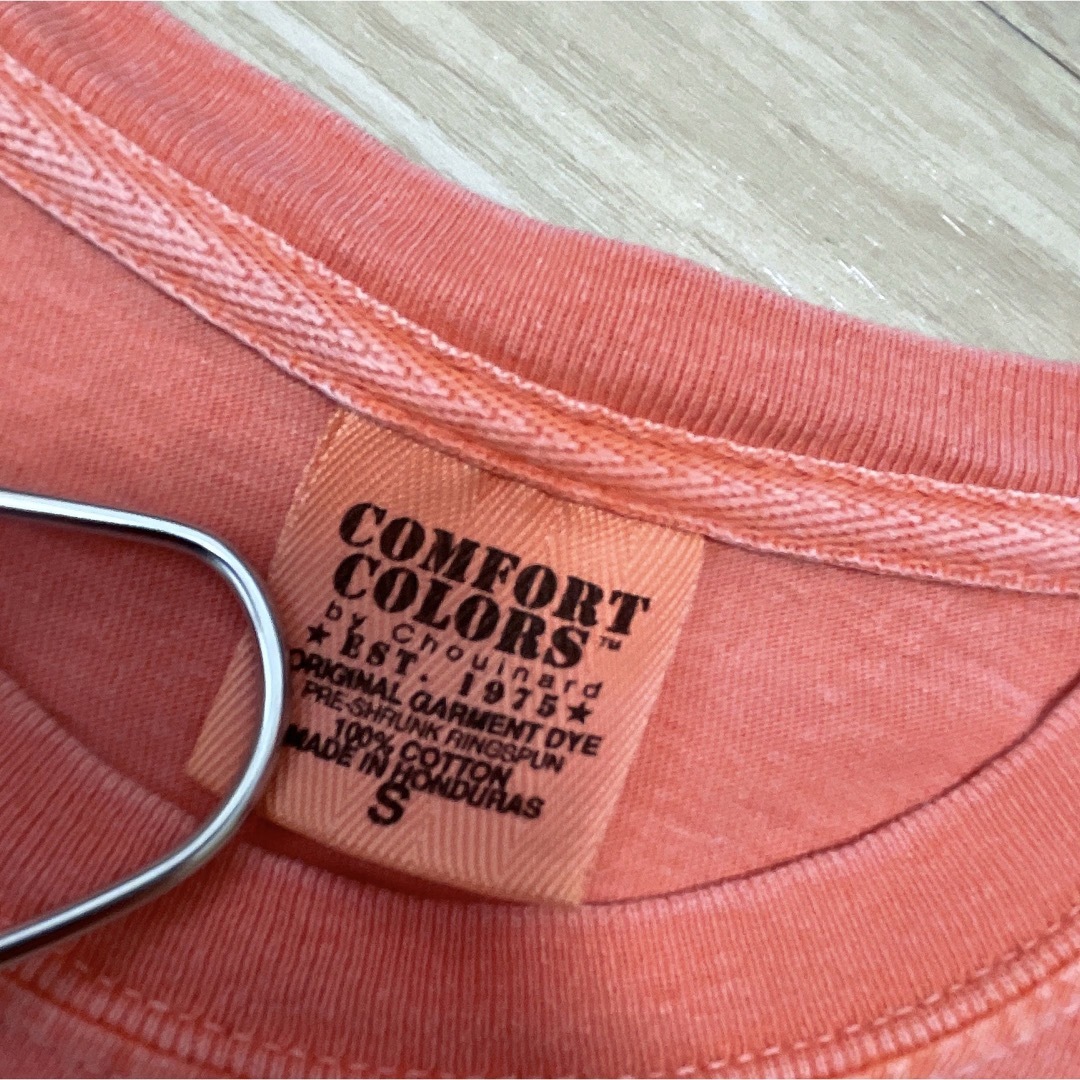 COMFORT COLORS　Tシャツ　S　ピンクオレンジ　プリント　USA古着 メンズのトップス(Tシャツ/カットソー(半袖/袖なし))の商品写真