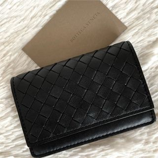 ボッテガヴェネタ(Bottega Veneta)の極美品☆BOTTEGA ボッテガ イントレチャート 名刺入れ ブラック レザー(名刺入れ/定期入れ)