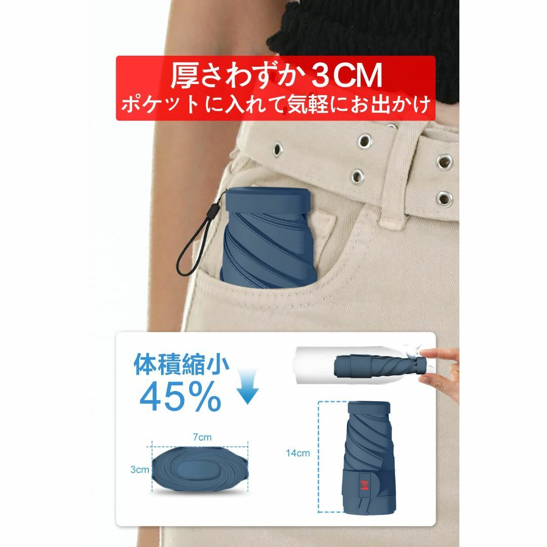 【色: Grey blue(With umbrella cover)】軽量 折り レディースのファッション小物(その他)の商品写真