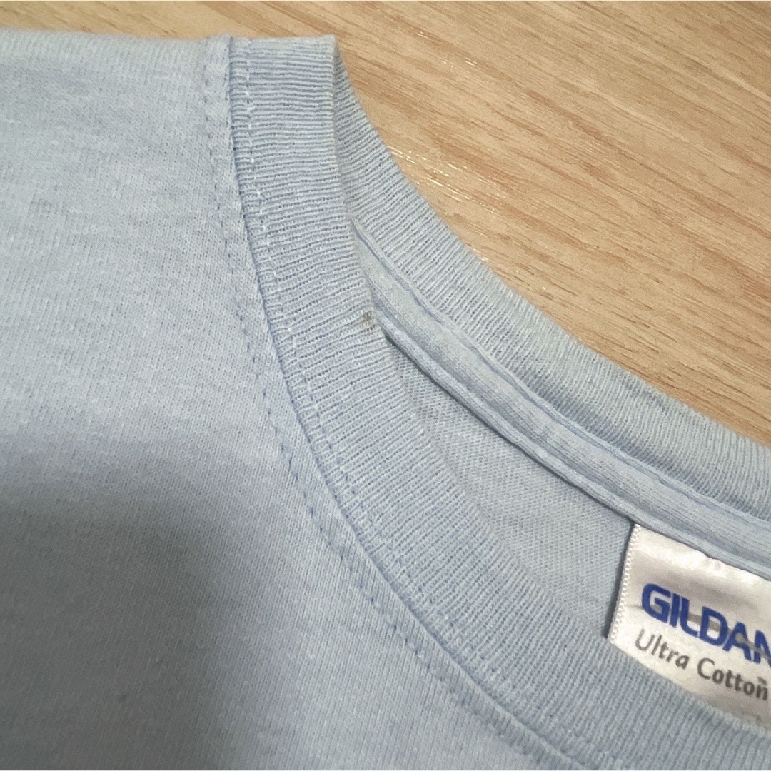 GILDAN(ギルタン)のUSA古着　GILDAN　Tシャツ　M　ライトブルー　水色　プリント　十字架 メンズのトップス(Tシャツ/カットソー(半袖/袖なし))の商品写真