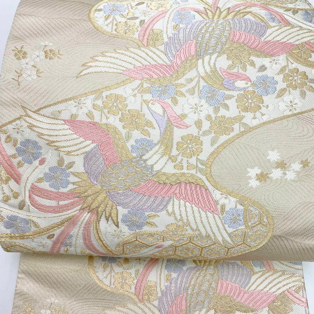 袋帯 桜 鳳凰 金糸 パステルカラー 亀甲 フォーマル 着物 RO-5426 レディースの水着/浴衣(着物)の商品写真
