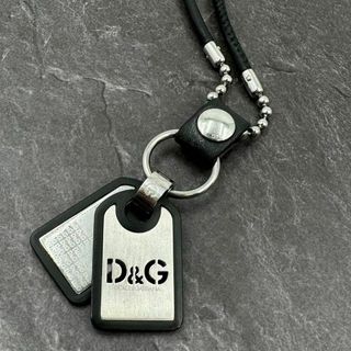 良品 DOLCE&GABBANA ネックレス D&G ロゴ 総柄 シルバー