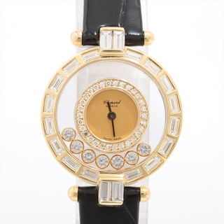 ショパール(Chopard)のショパール ハッピーダイヤモンド YG×革   レディース 腕時計(腕時計)