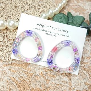 #3261/ハンドメイド♡押し花ドライフラワーレジンピアス(ピアス)