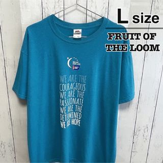 FRUIT OF THE LOOM - FRUIT OF THE LOOM　Tシャツ　L　ライトブルー　水色　プリント