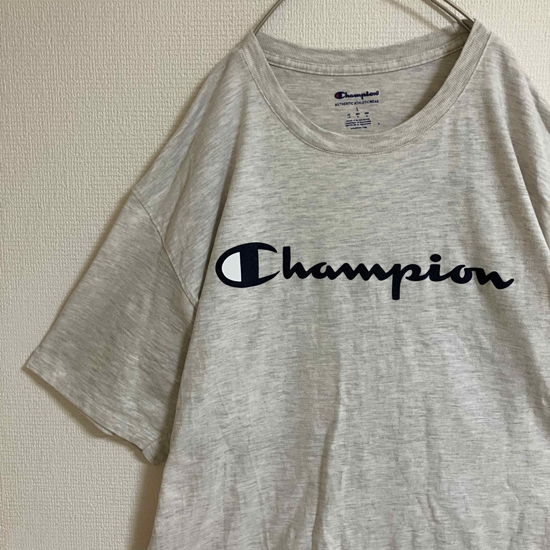 Champion(チャンピオン)のチャンピオンビッグロゴTシャツtシャツ霜降りグレー半袖目玉刺繍スリーブロゴtee メンズのトップス(Tシャツ/カットソー(半袖/袖なし))の商品写真