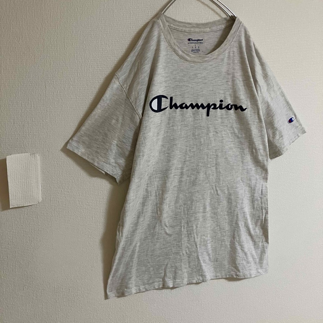 Champion(チャンピオン)のチャンピオンビッグロゴTシャツtシャツ霜降りグレー半袖目玉刺繍スリーブロゴtee メンズのトップス(Tシャツ/カットソー(半袖/袖なし))の商品写真