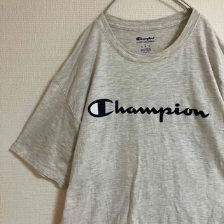 チャンピオン(Champion)のチャンピオンビッグロゴTシャツtシャツ霜降りグレー半袖目玉刺繍スリーブロゴtee(Tシャツ/カットソー(半袖/袖なし))