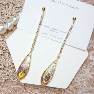 #3368/ハンドメイド♡押し花ドライフラワーレジンピアス(ピアス)