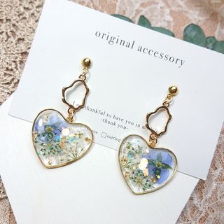 #3372/ハンドメイド♡押し花ドライフラワーレジンピアス(ピアス)