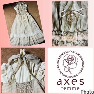 axes femme - アクシーズファム★美品★立体薔薇切り替え★ホルターリボン★ロングワンピース