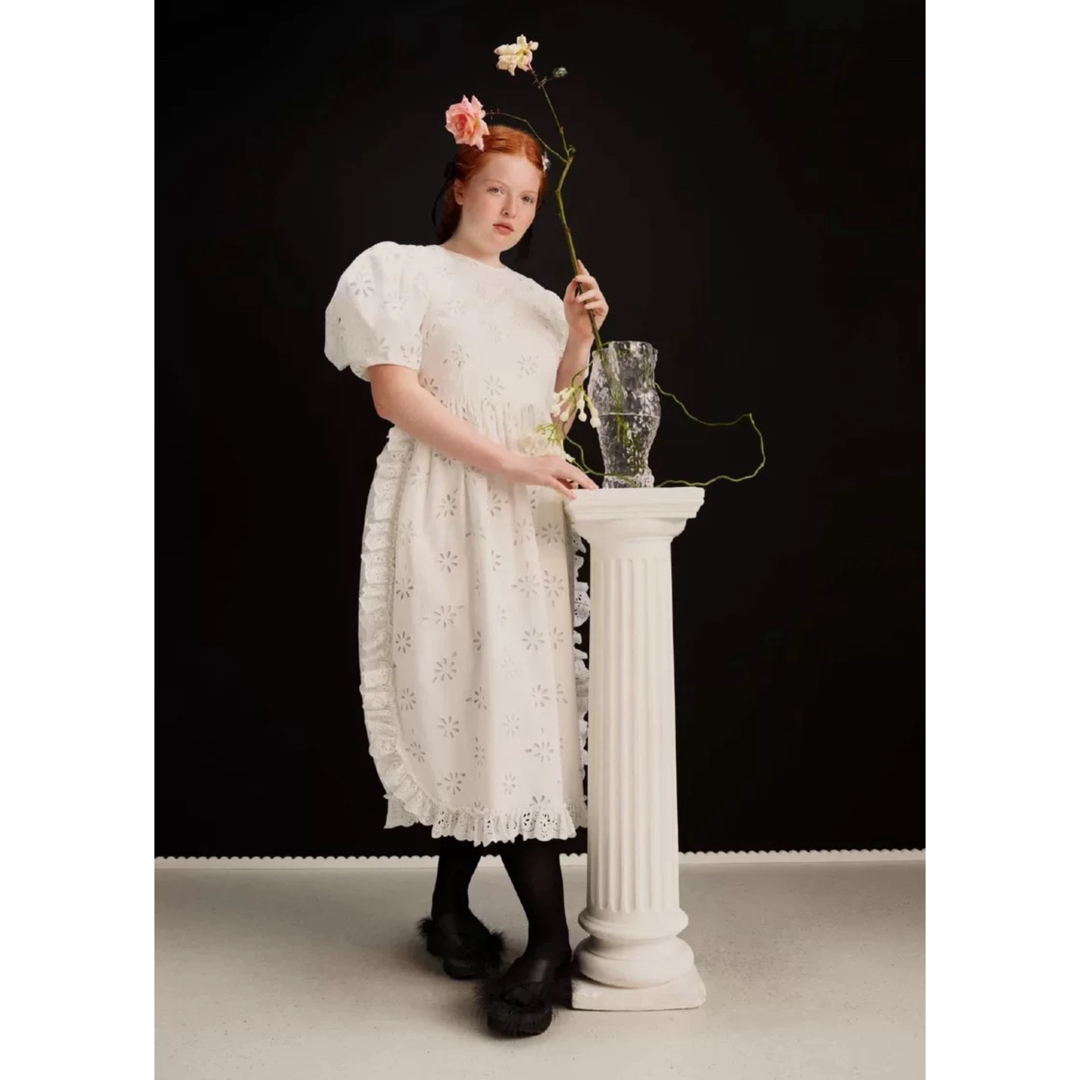 H&M Simone Rocha イギリス刺繍ドレス ワンピース ホワイト レディースのワンピース(ロングワンピース/マキシワンピース)の商品写真