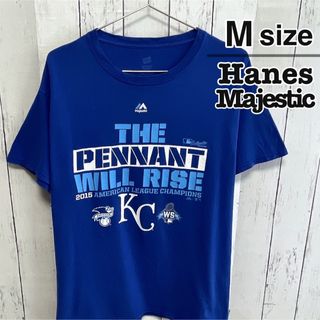 Majestic - Hanes　Majestic　Tシャツ　ブルー　カンザスシティロイヤルズ　MLB