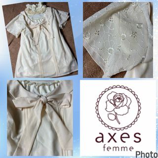 アクシーズファム(axes femme)のアクシーズファム★良品★袖お花刺繍★ビックリボン★シフォンブラウス(シャツ/ブラウス(半袖/袖なし))