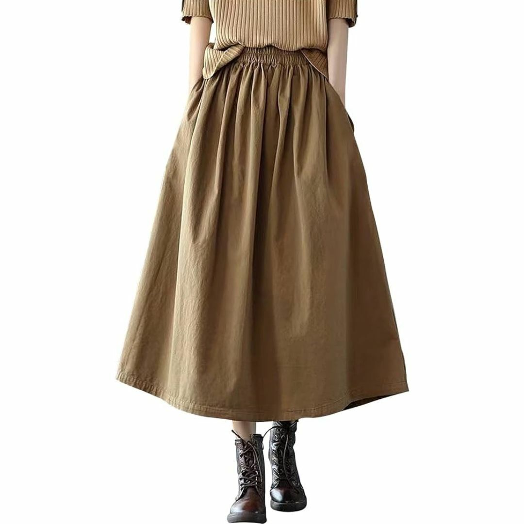 【色: ブラウン】[xppe] スカート レディース ロングスカートゴム ハイウ レディースのファッション小物(その他)の商品写真