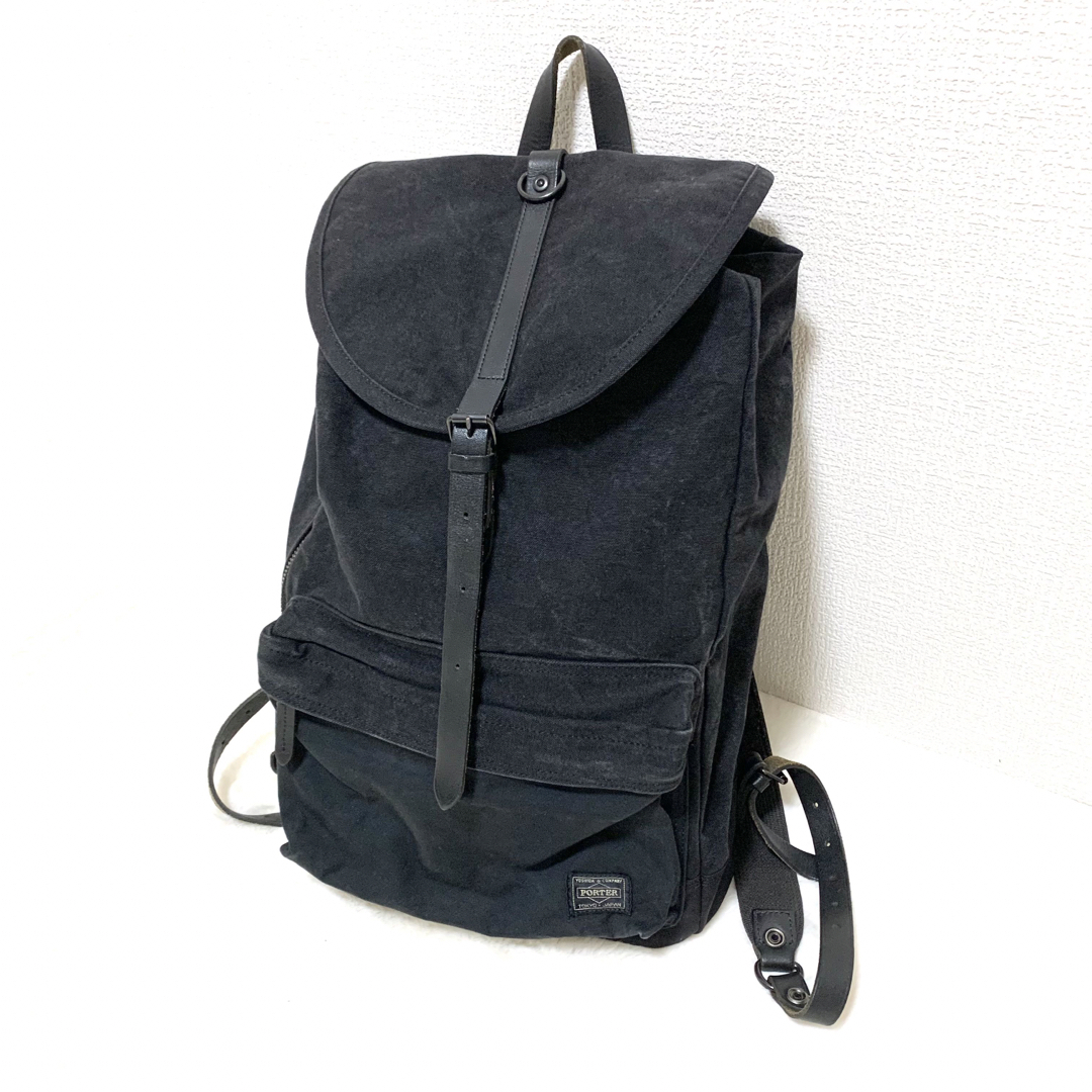 PORTER(ポーター)のPORTER BRIDGE リュックサック バイオウォッシュ加工 ブラック メンズのバッグ(バッグパック/リュック)の商品写真