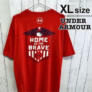 アンダーアーマー(UNDER ARMOUR)のアンダーアーマー　Tシャツ　ウェア　XL　レッド　赤　プリント　ロゴ　USA古着(Tシャツ/カットソー(半袖/袖なし))