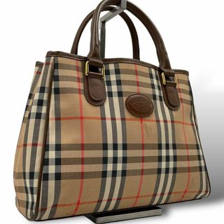 BURBERRY - 美品 バーバリー ハンドバッグ ノバチェック 3層 キャンバス レザー 月桂樹