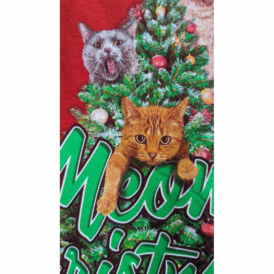 US古着 DEC.25th オーバーサイズ Tシャツ 猫 クリスマス ツリー メンズのトップス(Tシャツ/カットソー(半袖/袖なし))の商品写真