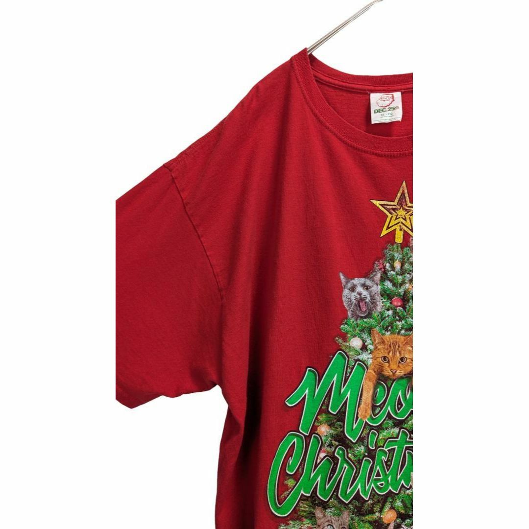 US古着 DEC.25th オーバーサイズ Tシャツ 猫 クリスマス ツリー メンズのトップス(Tシャツ/カットソー(半袖/袖なし))の商品写真